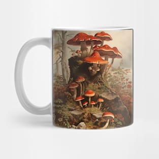 Vintage Red Fall Mushrooms Painting Mug